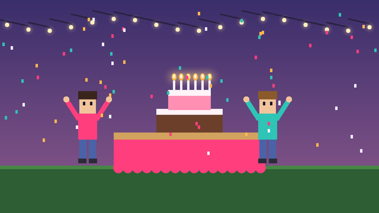 Cake Carry &mdash; the ending scene, cake on the table with every candle lit
